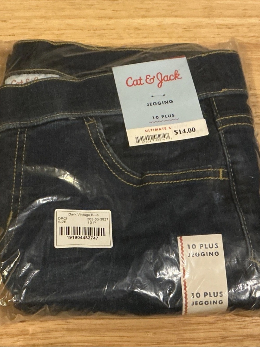 Cat & Jack Girls Ultimate Stretch Jeggings Jeans Dark Vintage Blue 10 Plus NIP